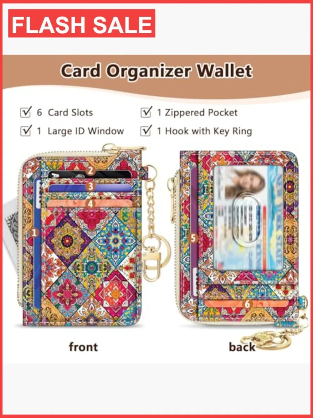 Slim RFID Blocking Credit Card Holder Wallet with Keychain